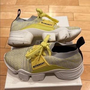 Givenchy Yellow and White Chunky Sneakers with Knit Upper